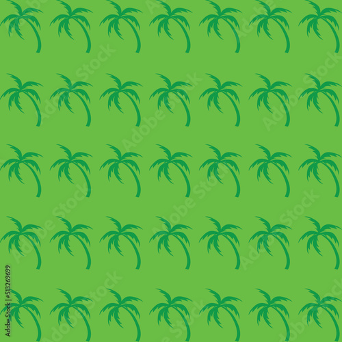 Green coconut tree pattern. Simple style vector. Summer pattern for web design or textile design.