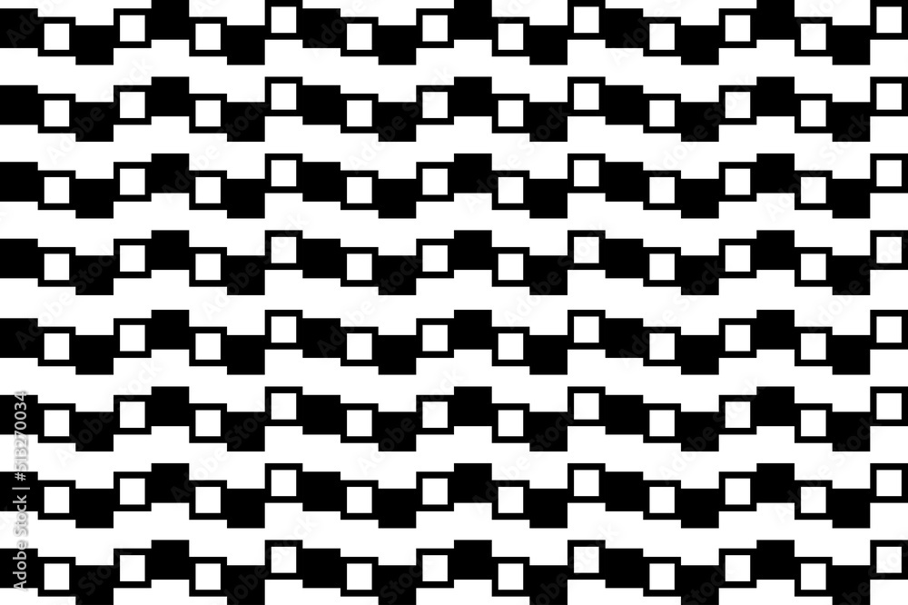 Fototapeta premium Abstract black and white pattern. Monochrome seamless geometric pattern. Repeating shapes, geometric elements.