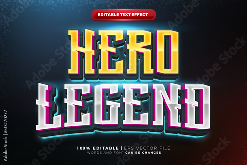 super hero legend esport glow cinematic 3d editable text effect
