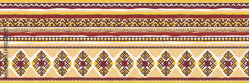 Seamless border, ethnic background, hand drawing, vector banner