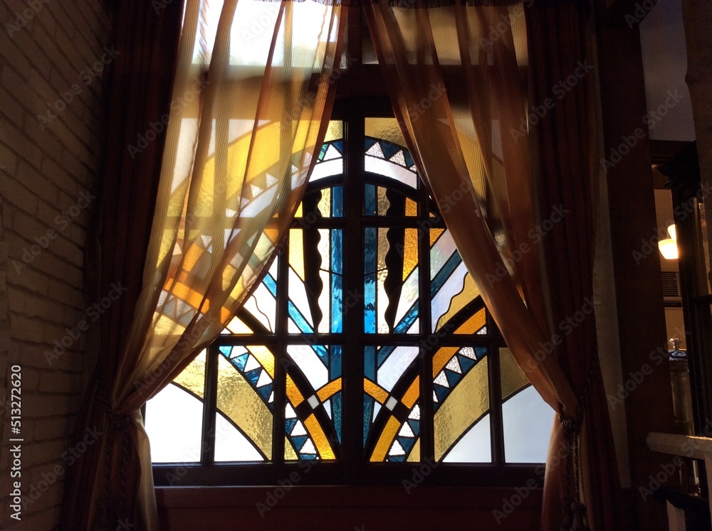 stained glass window in church stained glass window in church