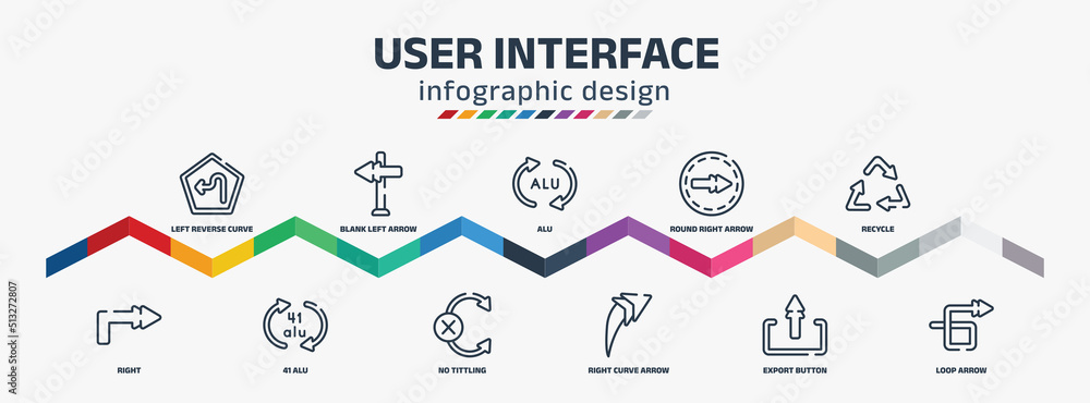 user interface infographic design template with left reverse curve ...