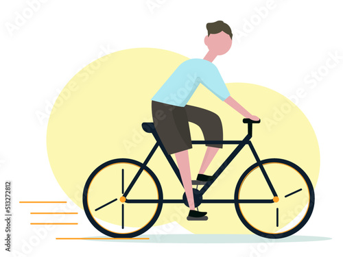 Man rides sport bicycle. Cycling on the road. Vector illustration