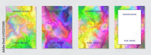 A set of bright watercolor backgrounds with stains and streaks, unique grunge marble texture. Collection of vertical templates. Interesting idea for brochure cover template, poster, booklet, presentat