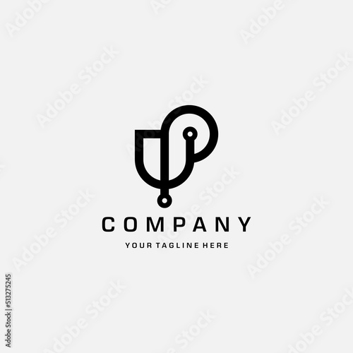 letter up tech logo design template