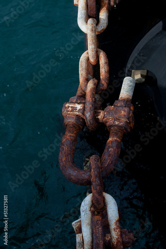 rusty chain on the Sydney Harbour, vertical