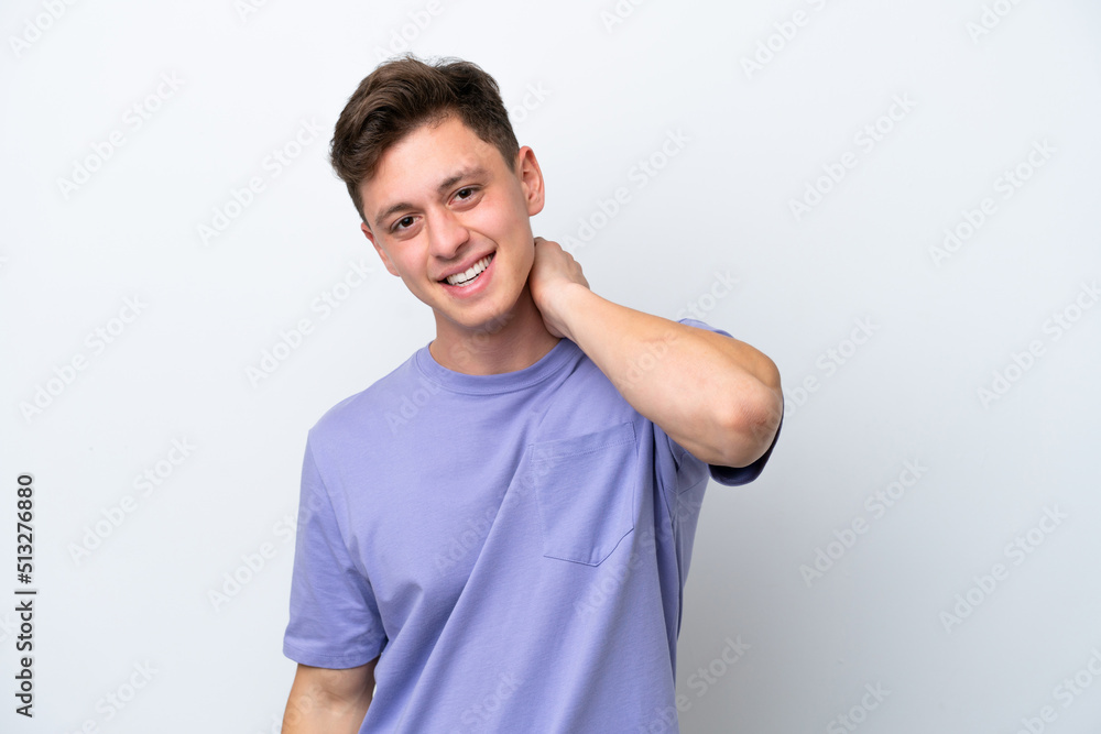 Young handsome Brazilian man isolated on white background laughing Young handsome Brazilian man isolated on white background laughing