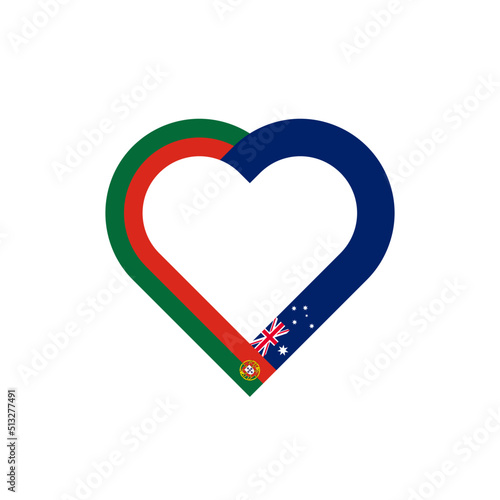 friendship concept. heart ribbon icon of portugal and australia flags. vector illustration isolated on white background