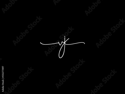 Signature VJ Logo Letter, Slime Vj jv Signature Black Letter Logo Icon Vector For Clothing Or Any Type Of Business photo