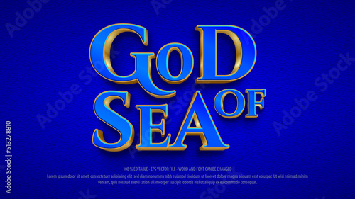 God of sea 3d style editable text effect
