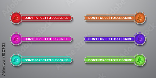 Youtube Lower Third collection. Social Media Broadcast banner with Subscribe Button and bell icon