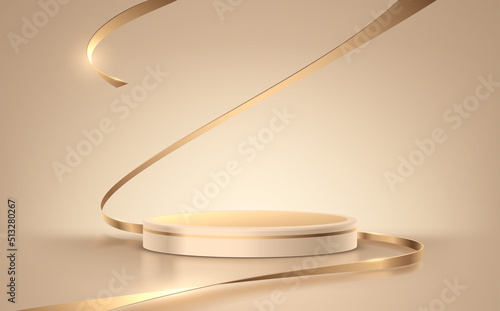 Soft golden podium with ribbons