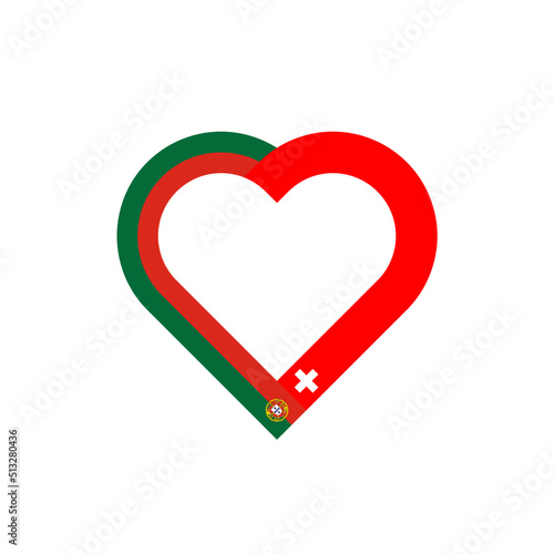 friendship concept. heart ribbon icon of portuguese and swiss flags. vector illustration isolated on white background