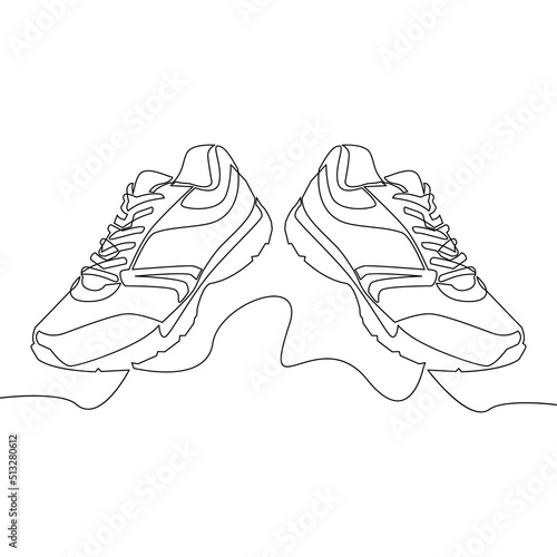 Continuous line drawing Pair of sneakers icon vector illustration concept