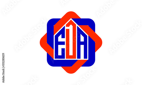 EDA three letter real estate logo with home icon logo design vector template | construction logo | housing logo | engineering logo | initial letter logo | minimalist logo | property logo |