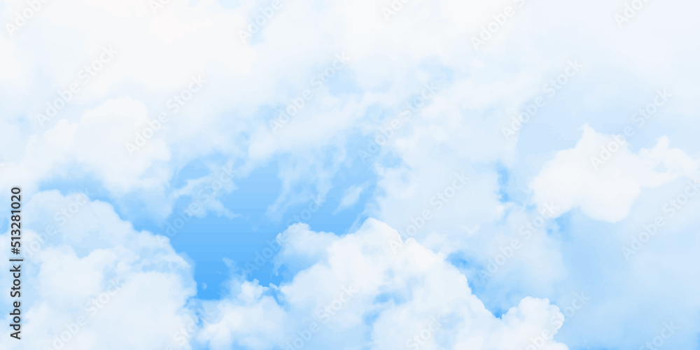 clear blue sky with plain white cloud with space for text background. The vast blue sky and clouds. blue sky background with tiny clouds.Panorama of blue sky and White cloud nature background.><