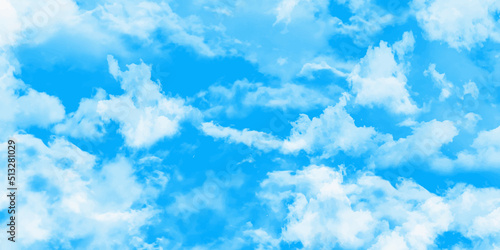 clear blue sky with plain white cloud with space for text background. The vast blue sky and clouds. blue sky background with tiny clouds.Panorama of blue sky and White cloud nature background.>