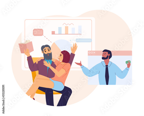 Girl sitting on knees to her shocked colleague in office