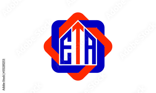 ETA three letter real estate logo with home icon logo design vector template | construction logo | housing logo | engineering logo | initial letter logo | minimalist logo | property logo |