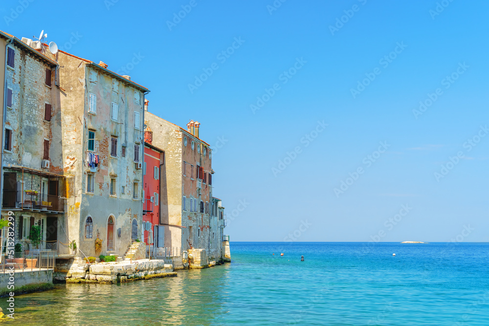 Part of the beautiful architecture of the old colorful houses on the Adriatic coast