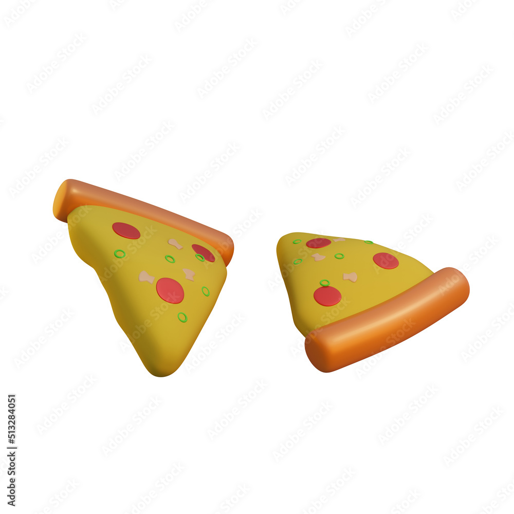 3D rendering of flying cute pizza 3D rendering of flying cute pizza