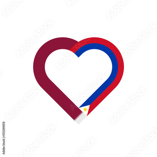 unity concept. heart ribbon icon of qatar and philippines flags. vector illustration isolated on white background