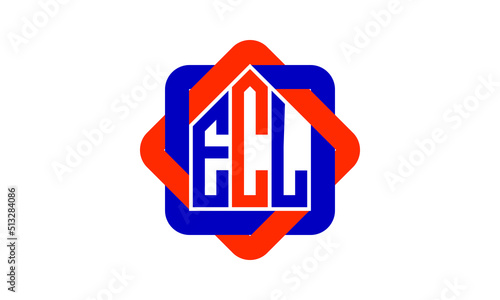ECL three letter real estate logo with home icon logo design vector template | construction logo | housing logo | engineering logo | initial letter logo | minimalist logo | property logo |