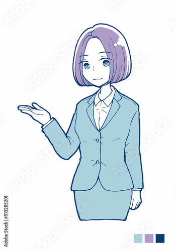 スーツを着た若い女性 案内
