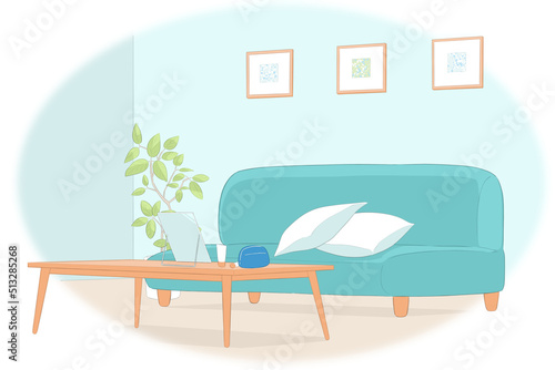 Fashionable room interior illustration