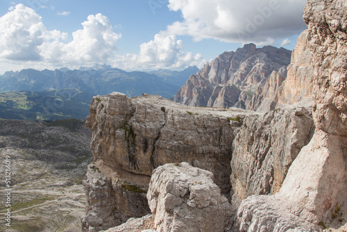 Mountain landscape in a sunny day, Dolomites, Italian Alps.