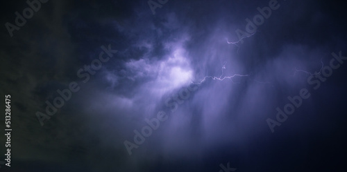 dark sky and clouds with lightnings