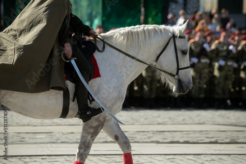 Russian Cossack performs tricks on a horse