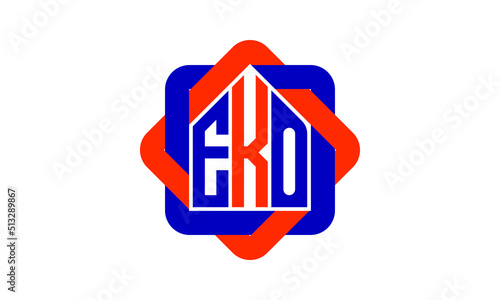 EKO three letter real estate logo with home icon logo design vector template | construction logo | housing logo | engineering logo | initial letter logo | minimalist logo | property logo |