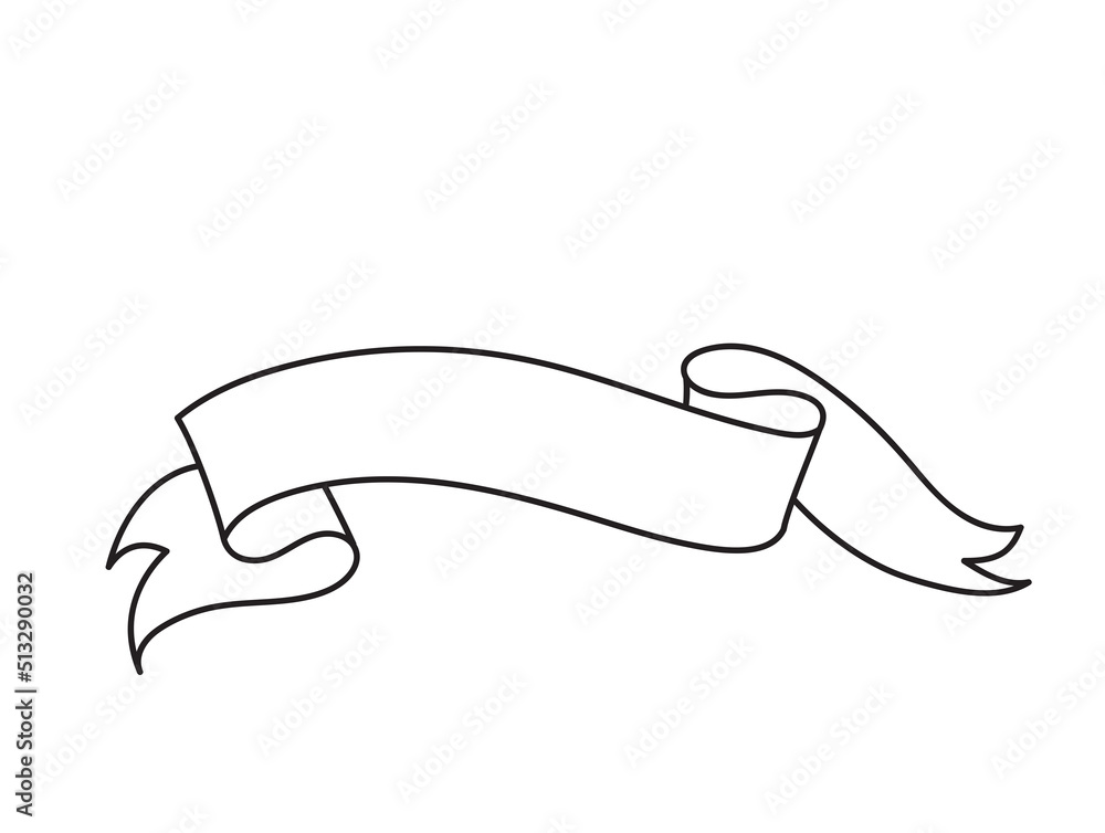 Obraz premium ribbon banner vector outline vintage style Tapes hand drawn