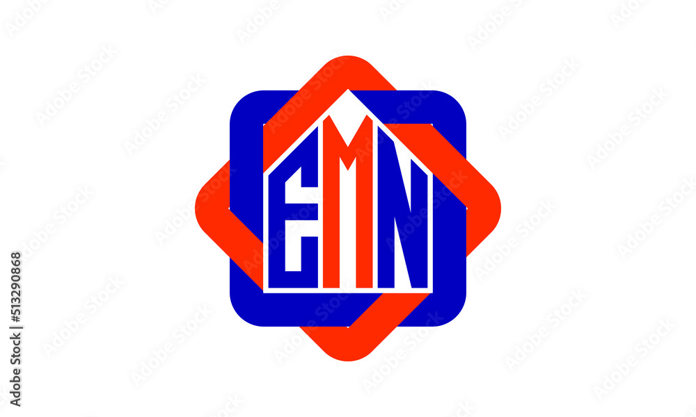 EMN three letter real estate logo with home icon logo design vector