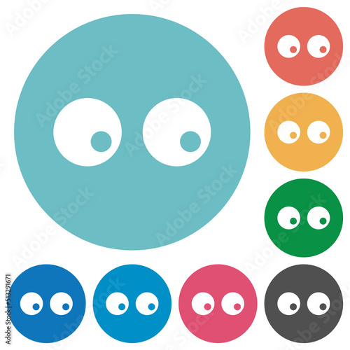Watching eyes solid flat round icons