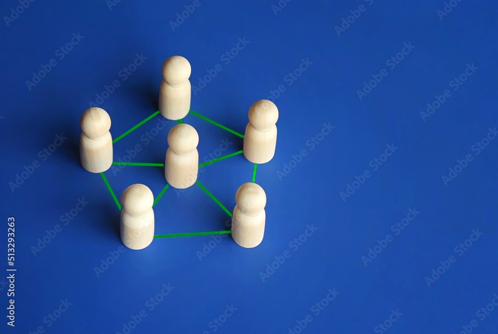 Obraz premium Connected group of people. Communication, exchange of information, networking and teamwork concept