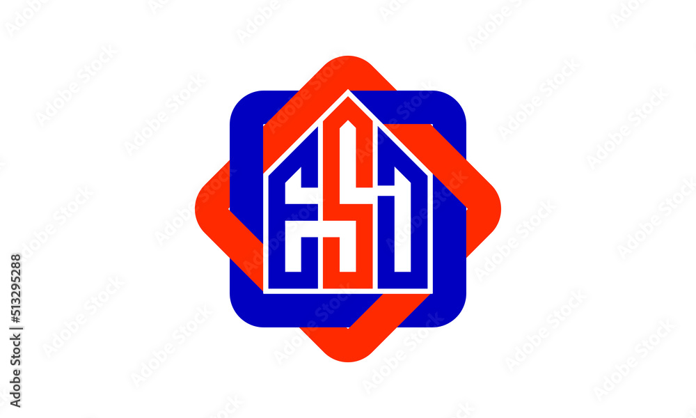 ESD three letter real estate logo with home icon logo design vector template construction logo