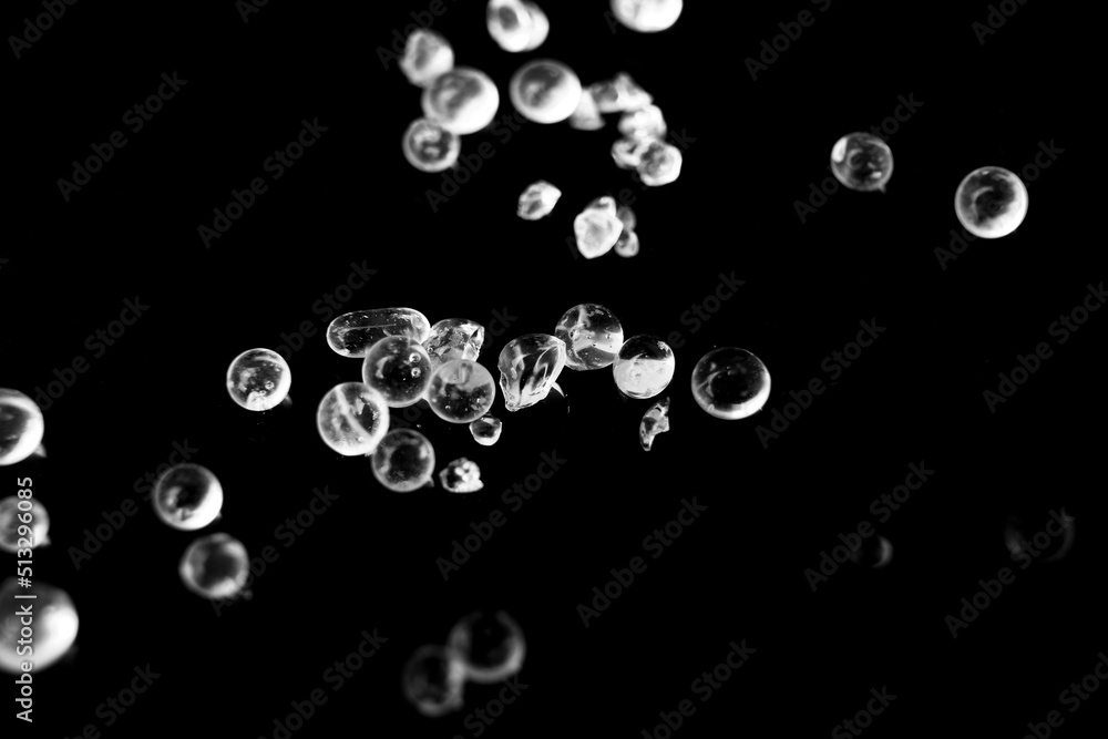 Silica Gel Beads on black background