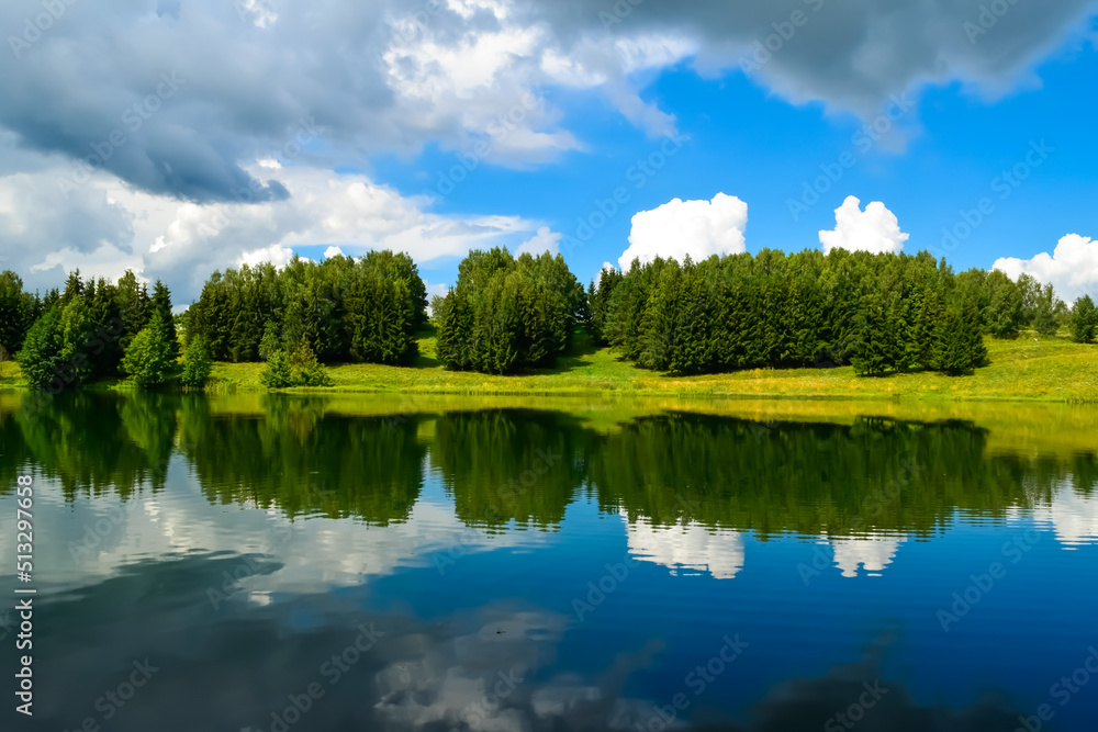 landscape with lake and trees