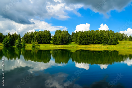 Fototapeta Naklejka Na Ścianę i Meble -  landscape with lake and trees