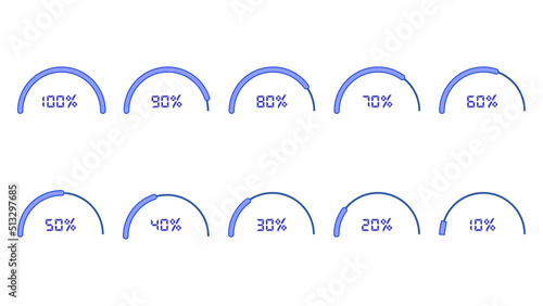 Percentage infographics elements set in shape of half circle