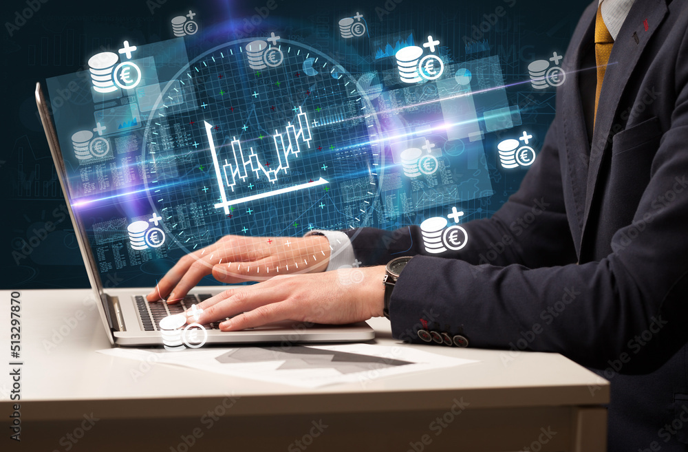 business hand working in stock market business hand working in stock market