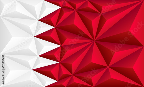Abstract polygonal background in the form of colorful white and red stripes of the Bahraini flag. Polygonal flag of Bahrain.