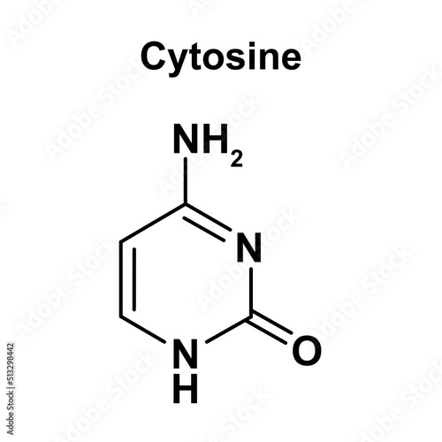 Chemical Illustration of Cytosine Molecule. Vector Illustration.