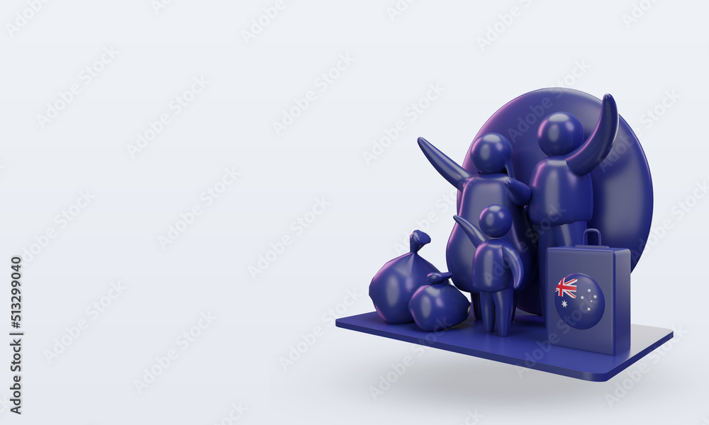 Naklejka premium 3d world refugee day Australia flag rendering right view