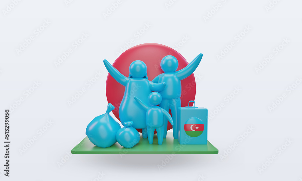 Naklejka premium 3d world refugee day Azerbaijan flag rendering front view