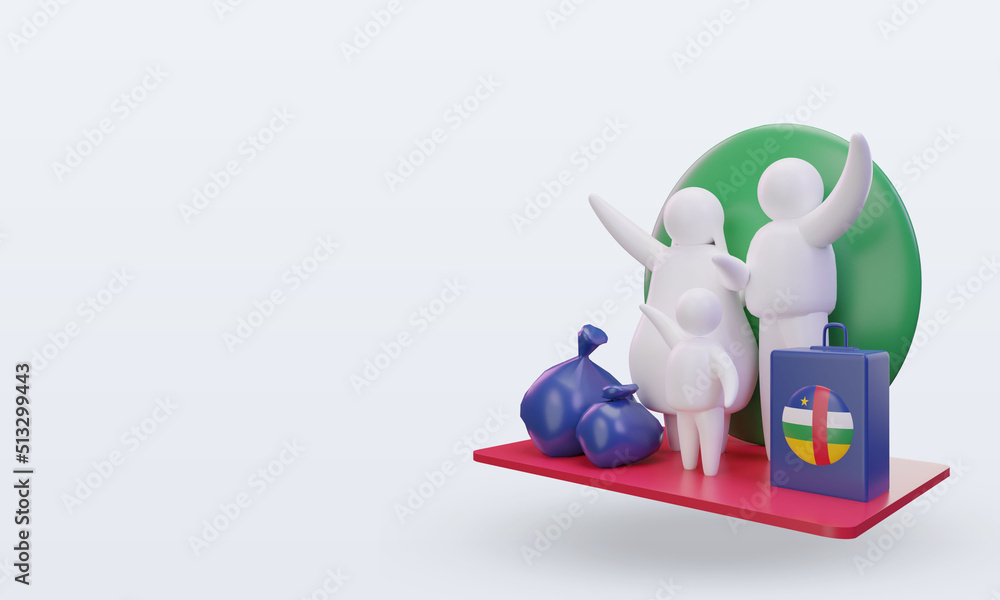 3d world refugee day Central African Republic flag rendering right view 3d world refugee day Central African Republic flag rendering right view
