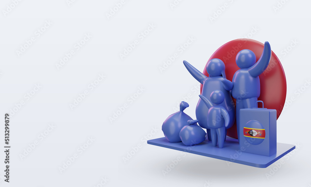 Naklejka premium 3d world refugee day Eswatini flag rendering right view