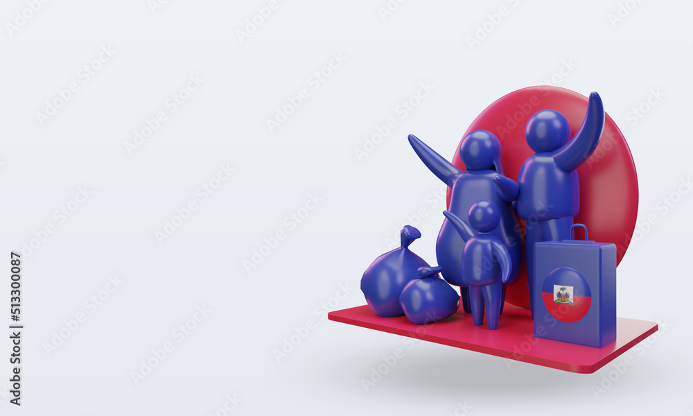 3d world refugee day Haiti flag rendering right view 3d world refugee day Haiti flag rendering right view